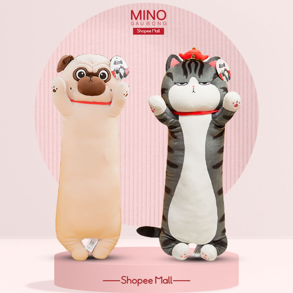 Gấu Ôm Mèo Hoàng Thượng Và Chó Pug Dễ Thương Cho Bé Ôm Ngủ Mềm Mịn 110cm MINO STORE TH99