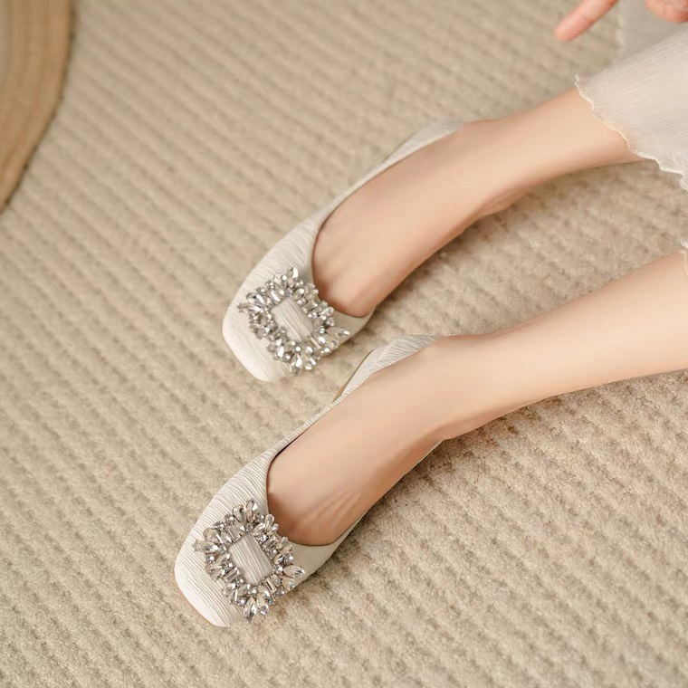 Free ship Giày bệt búp bê mũi vuông khóa đá siêu xinh hàng cao cấp