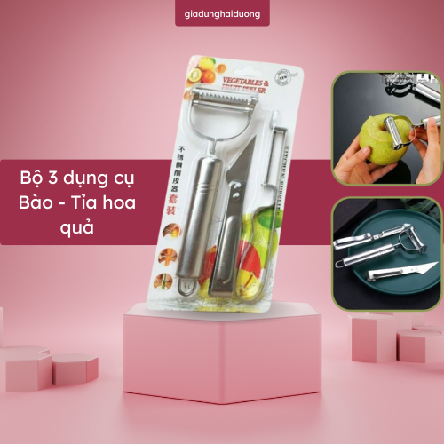 Bộ 3 Món Dao Cắt Tỉa Trái Cây, Rau Củ, Nhổ Lông Gà, Chất Liệu Thép Không Gỉ Đa Năng Tiện Dụng.