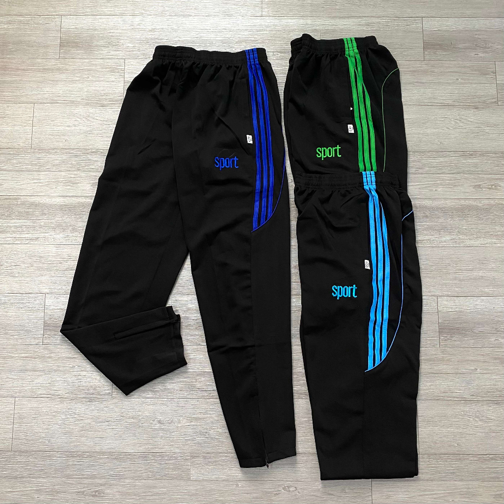 Quần dài thun Poly sọc viền dây kéo chân