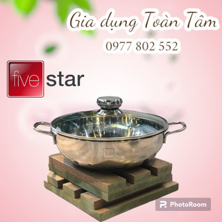 Chảo lẩu Fivestar inox 3 đáy, từ size 20, 24, 26, 28, 32 cm, dùng được bếp điện từ