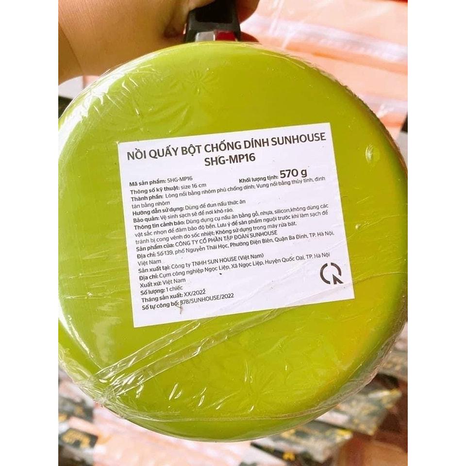QUÁNH CHỐNG DÍNH SUNHOUSE 14CM/16CM. NỒI NẤU BỘT, CHÁO