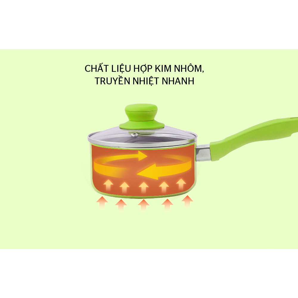 QUÁNH CHỐNG DÍNH SUNHOUSE 14CM/16CM. NỒI NẤU BỘT, CHÁO