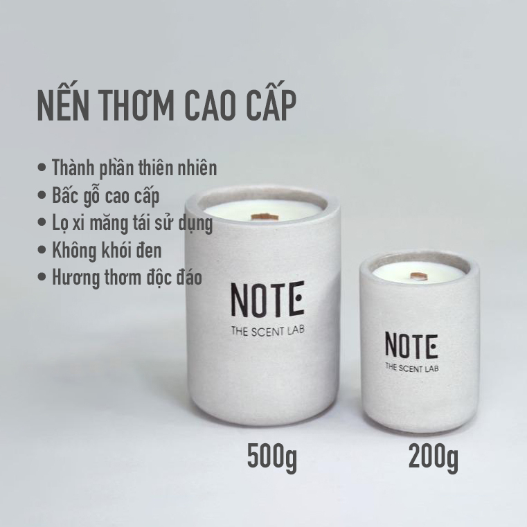Mua Nến thơm cao cấp NOTE Lọ xi măng 200g và 500g - 100% sáp ong, bấc ...