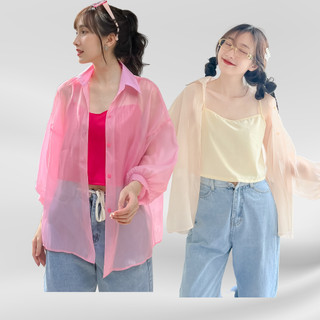 Set áo sơmi tơ óng tay phồng áo dây leo's clothing ssm22
