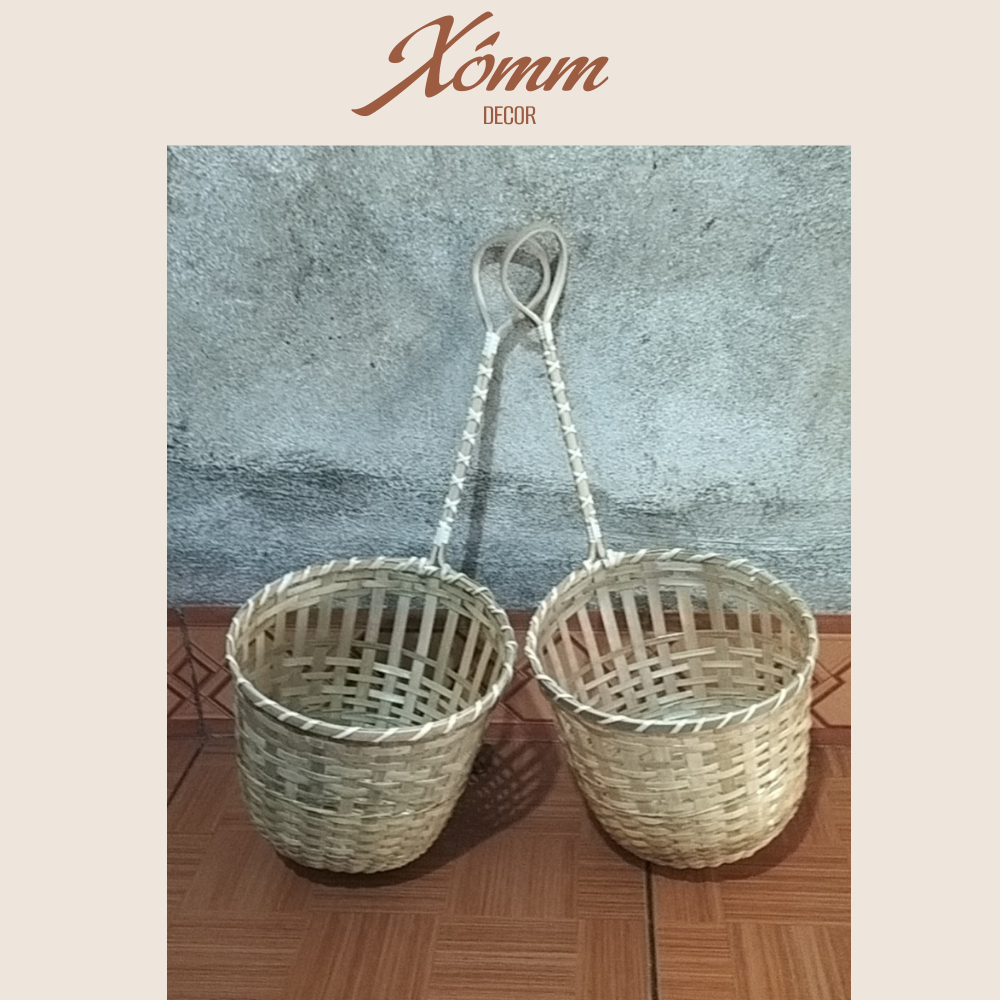 Giỏ tre đan tự nhiên trang trí decor, giỏ hoa, mây tre đan