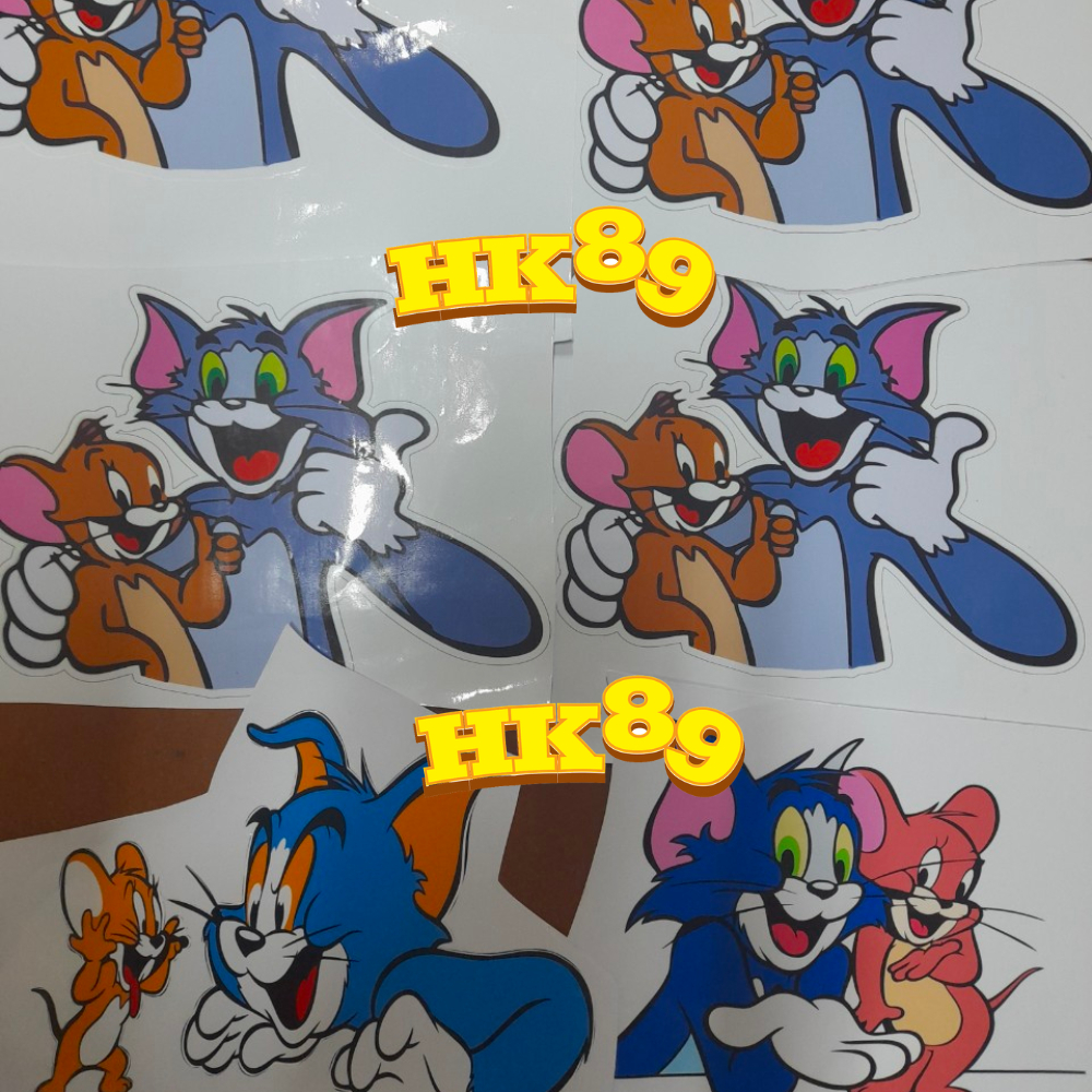 Tem xe Tom&Jerry - Decal 3 lớp, Phản quang 7 màu