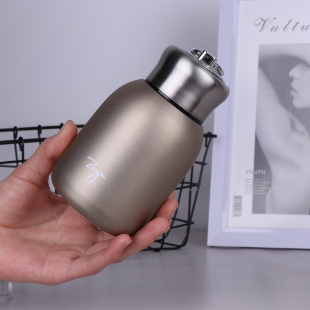 Bình Nước Giữ Nhiệt Mini Cầm Tay Zeyu 300ML, Ly Cốc Giữ Nhiệt Có Móc Treo Chất Liệu Inox Chuẩn 304 Cao Cấp