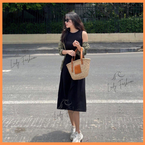 Váy Maxi Nữ Dáng Dài Ba Lỗ Sát Nách Vải Cotton Co Giãn 4 Chiều Cổ Tròn Sang Chảnh Nhẹ Nhàng