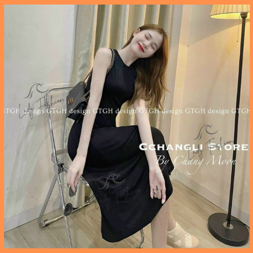 Váy Maxi Nữ Dáng Dài Ba Lỗ Sát Nách Vải Cotton Co Giãn 4 Chiều Cổ Tròn Sang Chảnh Nhẹ Nhàng