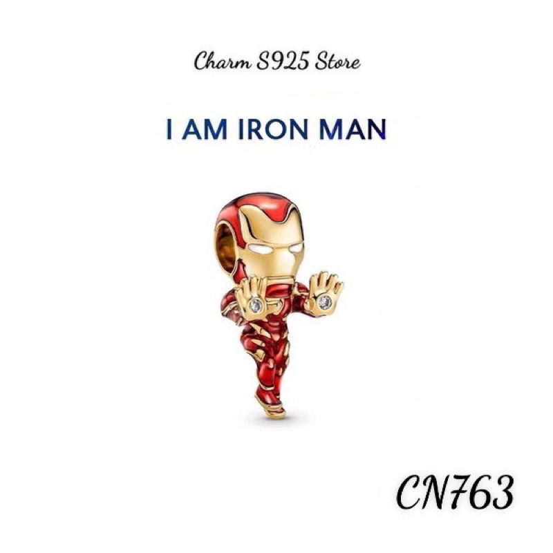CHARM PAN ALE MARVEL NGƯỜI SẮT BẠC S925 CAO CẤP