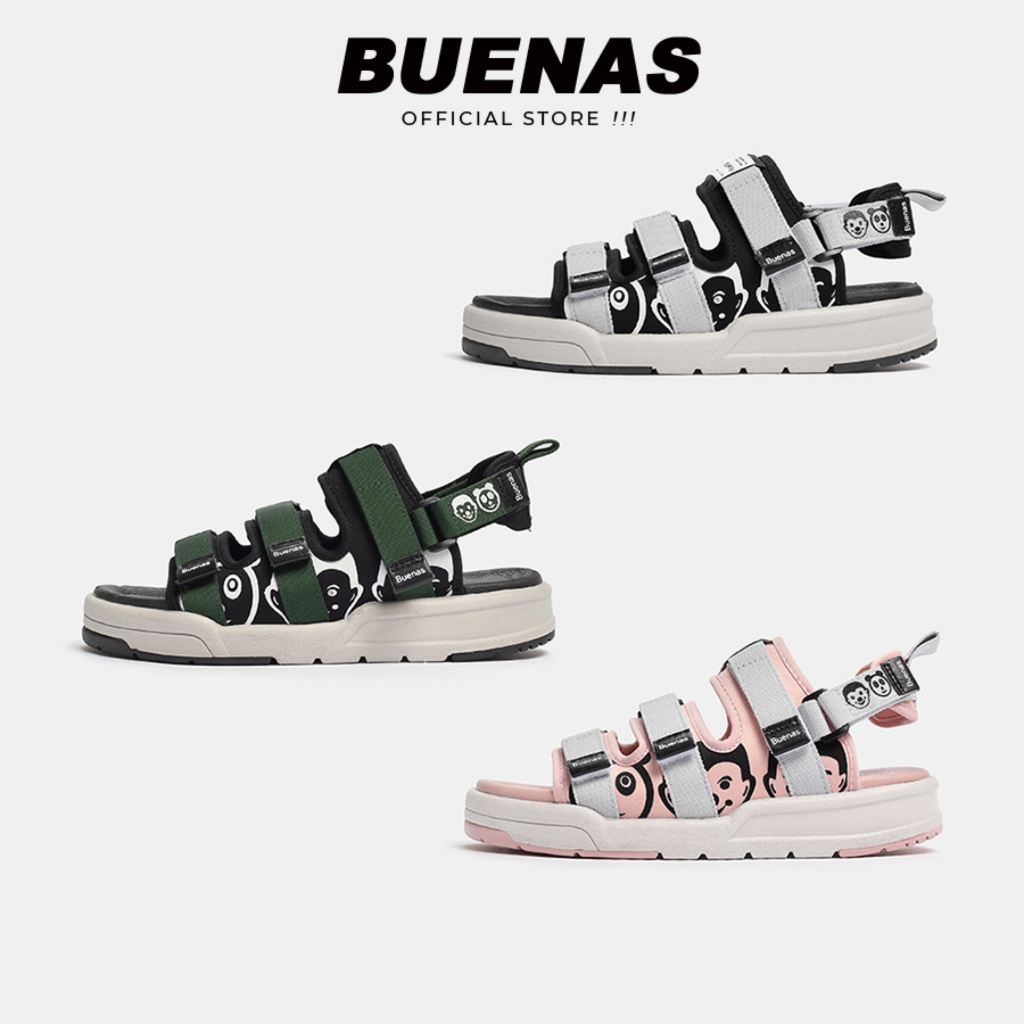 nam nữ đi học quai ngang Buenas Sport 6868 - dép quai hậu unisex đế cao 3 phân