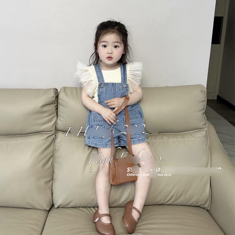 sét yếm bò phối áo tăm cánh tiên đáng yêu cho bé gái đi chơi,đi học từ 12-25kg🌸(ib chọn màu áo)
