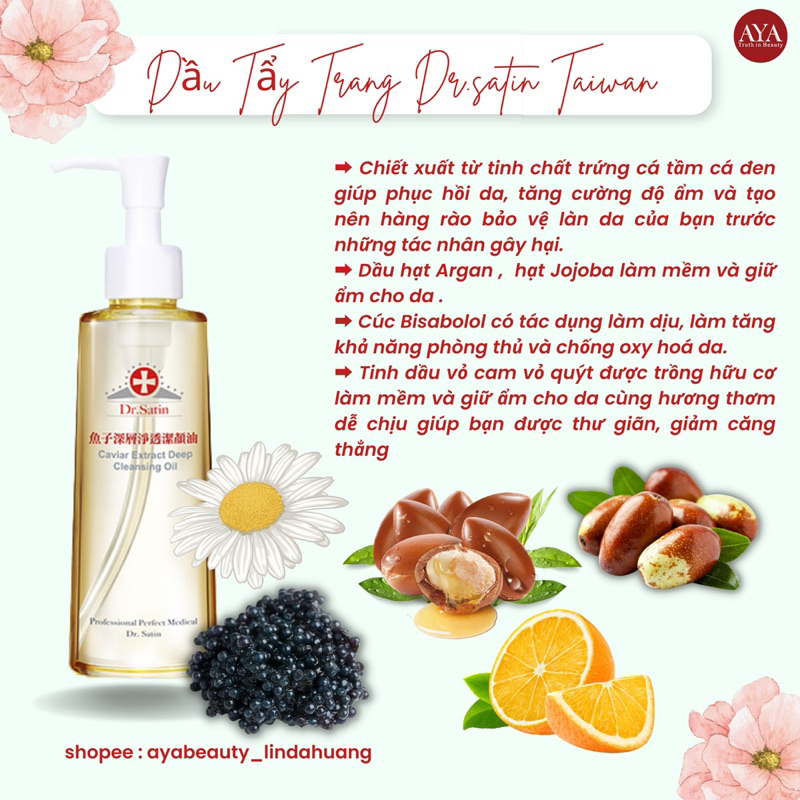 Dầu Tẩy Trang DR.SATIN Caviar Extract Deep Cleansing Oil 180ml Đài Loan
