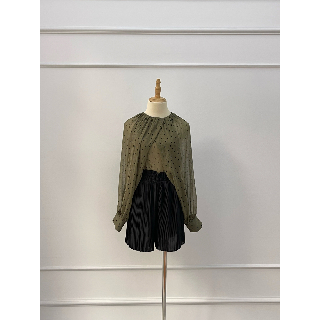 N262 New nguyên tag Áo chấm bi ZARA Hàng hiệu chính hãng thời trang nữ màu xanh size XS thanh lý ký gửi