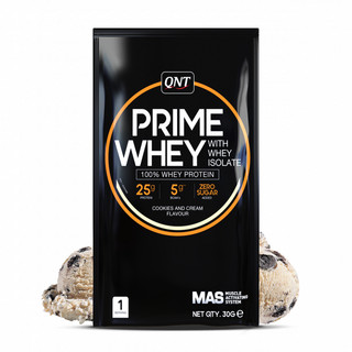 Whey protein isolate bột sữa protein tăng cơ giảm mỡ QNT prime whey protein isolate vị cookie & cream gói - 30g BFitness