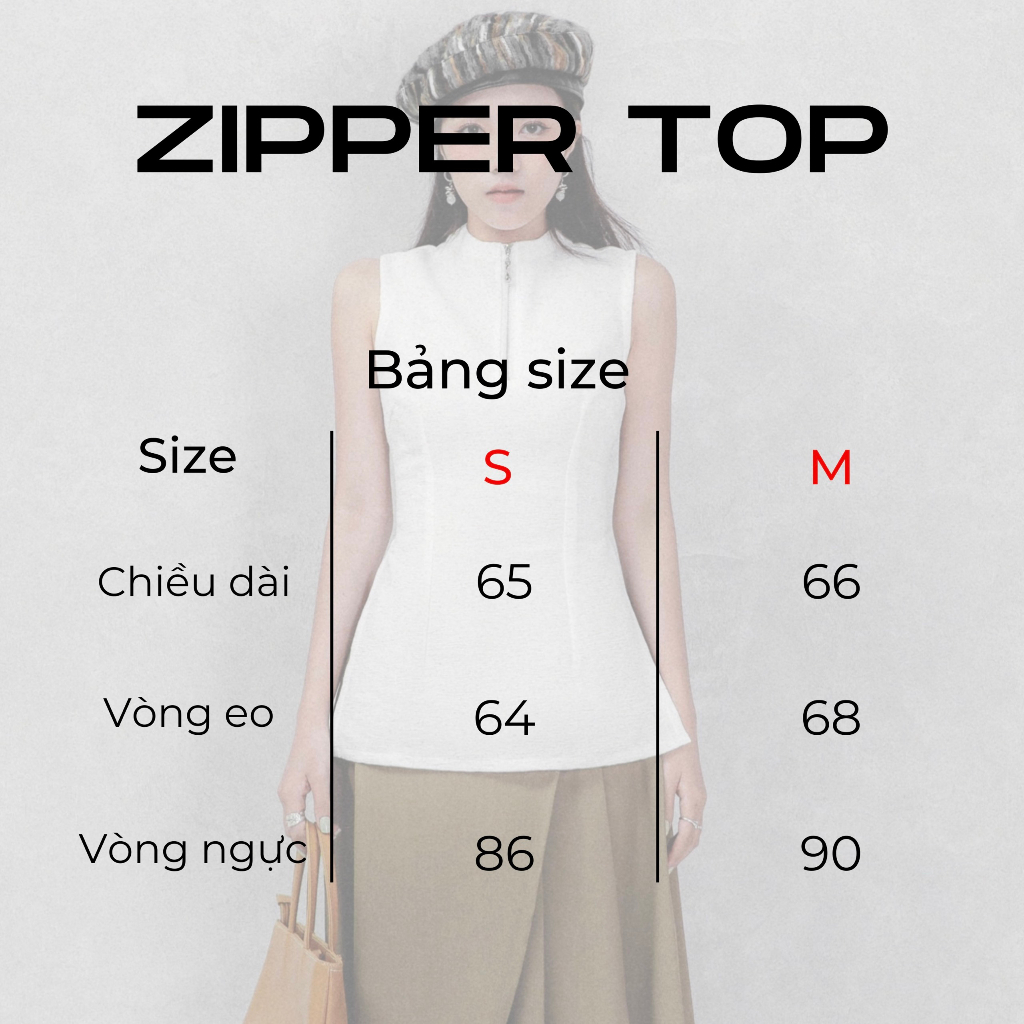 Áo cổ cao INTO.EIGHT thiết kế xẻ tà và dây kéo (Zipper Top)