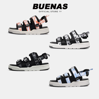 Giày sandal Buenas Sport 7979 hoạ tiết rằn ri và camo, dép quai hậu đi học nam nữ quai ngang đế cao 4cm