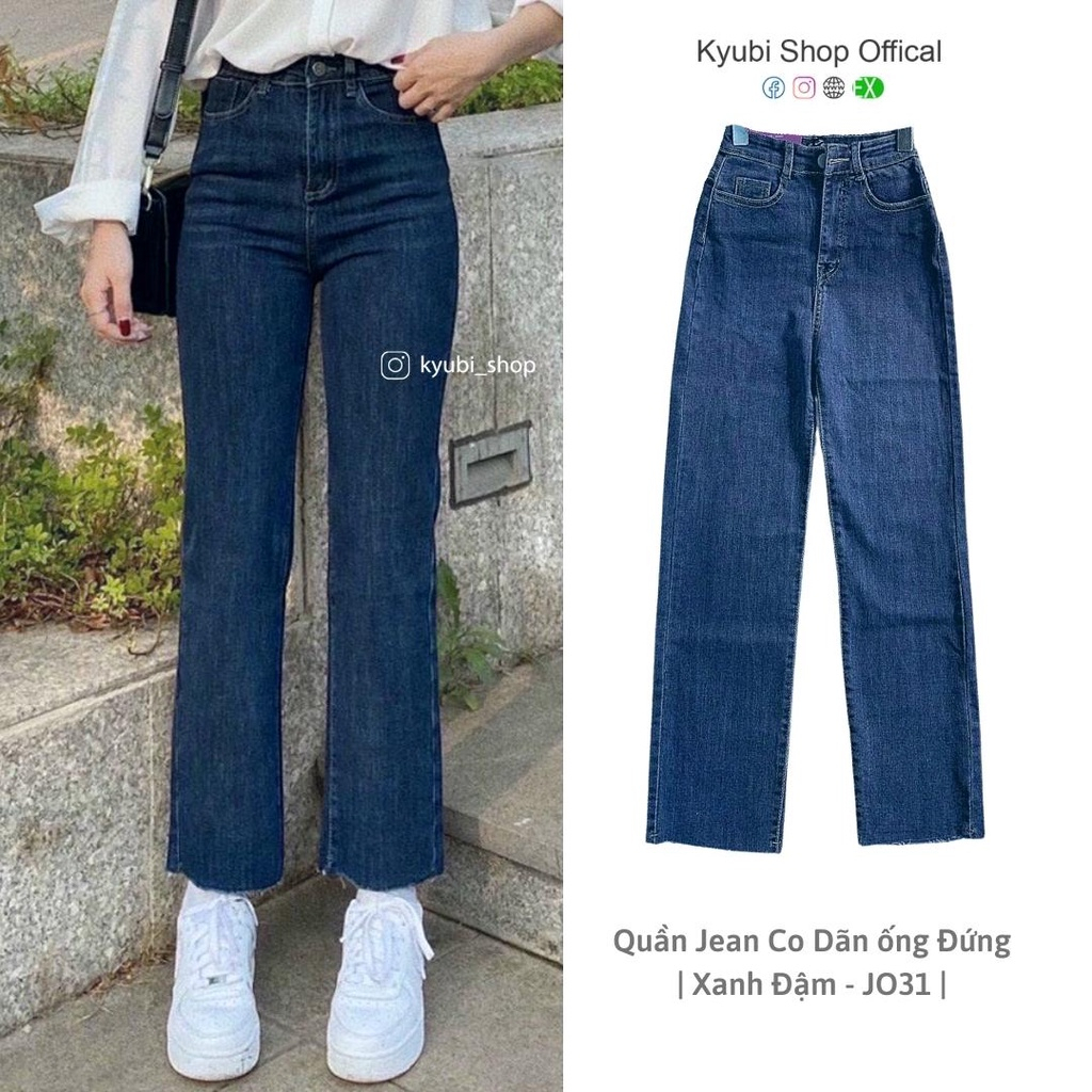 Quần jeans ống đứng co giãn (có bigsize) - quần bò nữ form đứng co dãn phong cách Ulzzang siêu đẹp hack dáng