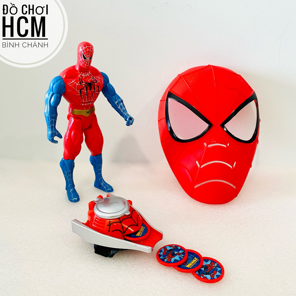 Đồ chơi đồng hồ bắn xèng/ đĩa xu/ đồng xu/ xèn đeo kèm mặt nạ siêu anh hùng marvel spiderman, hulk, ironman