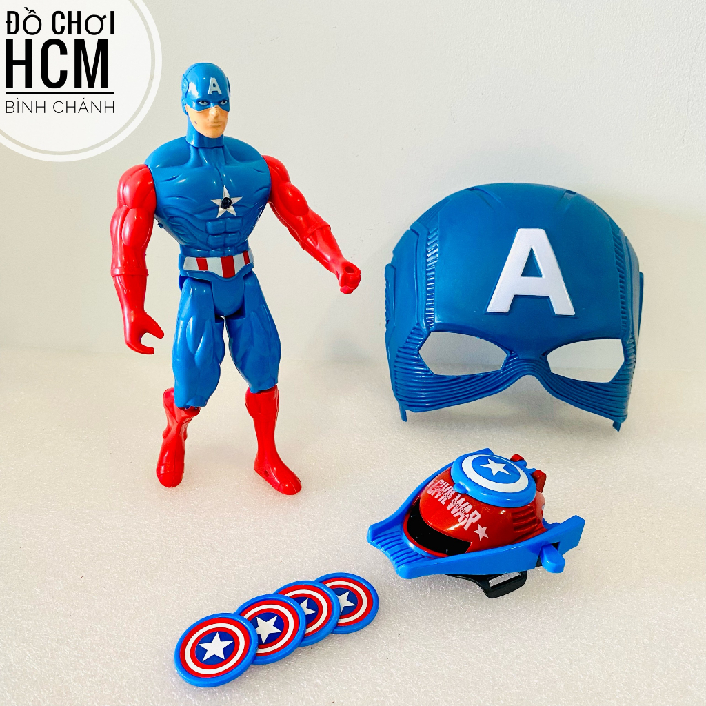 Đồ chơi đồng hồ bắn xèng/ đĩa xu/ đồng xu/ xèn đeo kèm mặt nạ siêu anh hùng marvel spiderman, hulk, ironman
