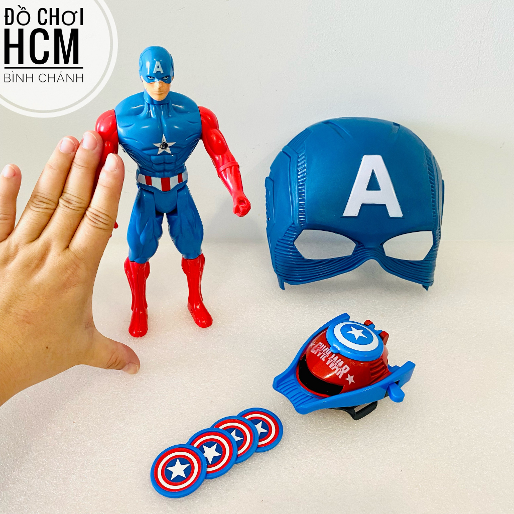 Đồ chơi đồng hồ bắn xèng/ đĩa xu/ đồng xu/ xèn đeo kèm mặt nạ siêu anh hùng marvel spiderman, hulk, ironman