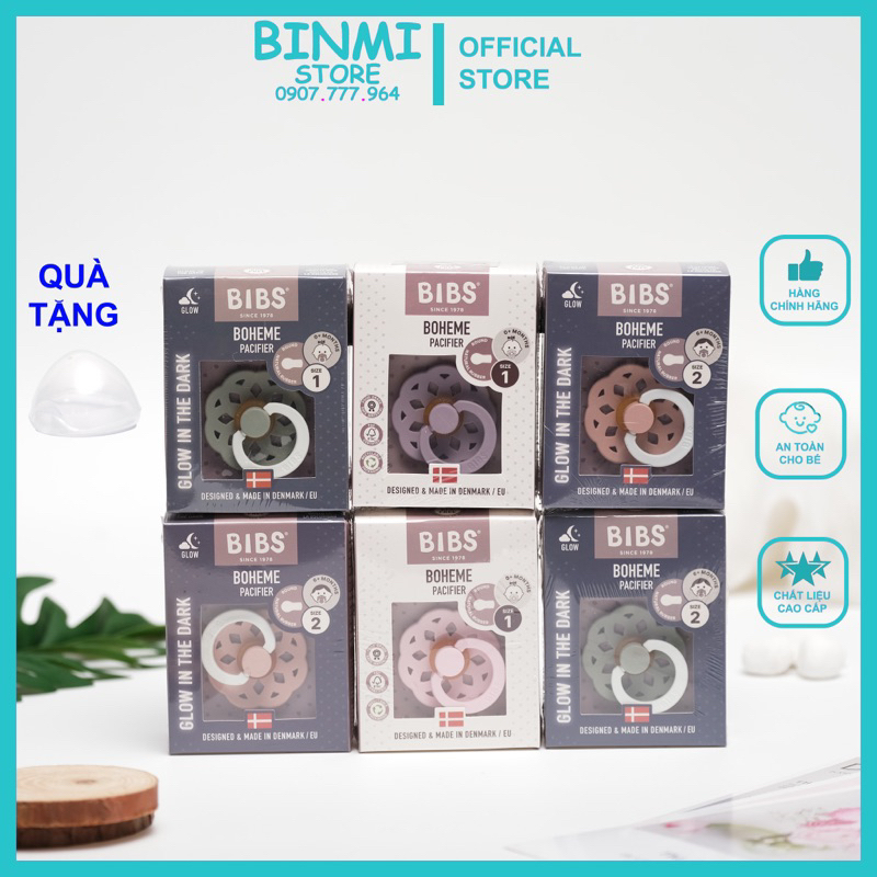 TI NGẬM BIBS BOHEME, TI GIẢ BOHEME CHÍNH HÃNG NÚM CAO SU TRÒN SIZE 1-2
