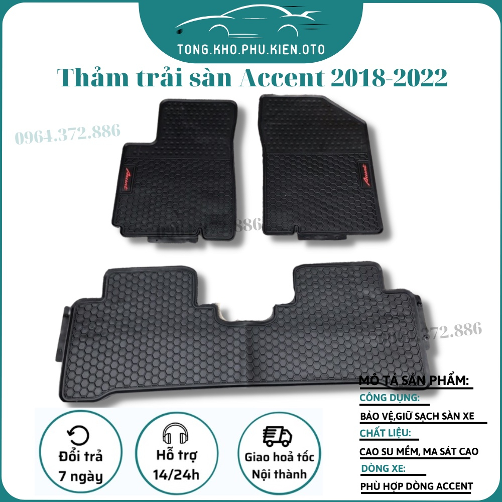 Thảm Lót Sàn Cao Su Xe Hyundai Accent 2018 - 2023- Mẫu tổ ong Hàng không Mùi, vừa khít xe