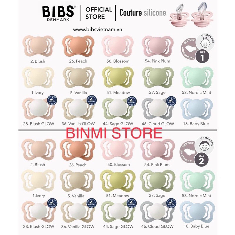 Ti Giả Bibs Couture: Núm Vát Chống Hô/ Vâu Cho Bé Chất Liệu Silicone