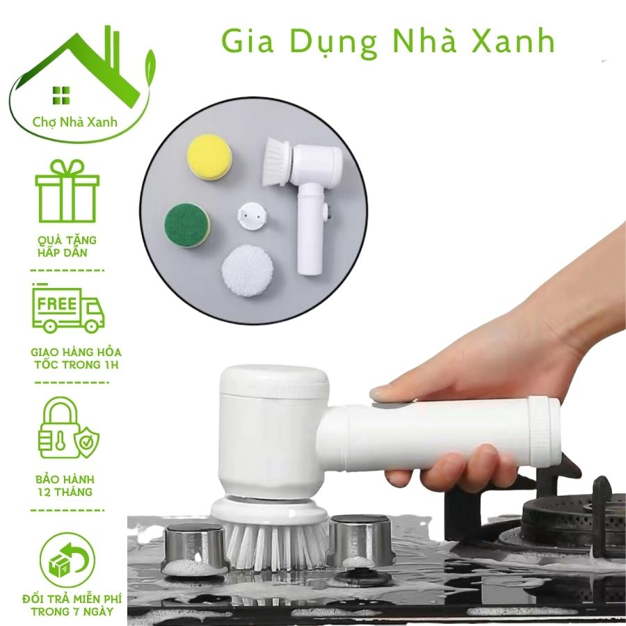 Máy Cọ Rửa Nhà Bếp Đa Năng Cầm Tay, Bàn Chải Vệ Sinh Nhà Tắm, Chà Đế Giày, Sạc Tích Điện Tặng Kèm 3 Đầu Thay Thế