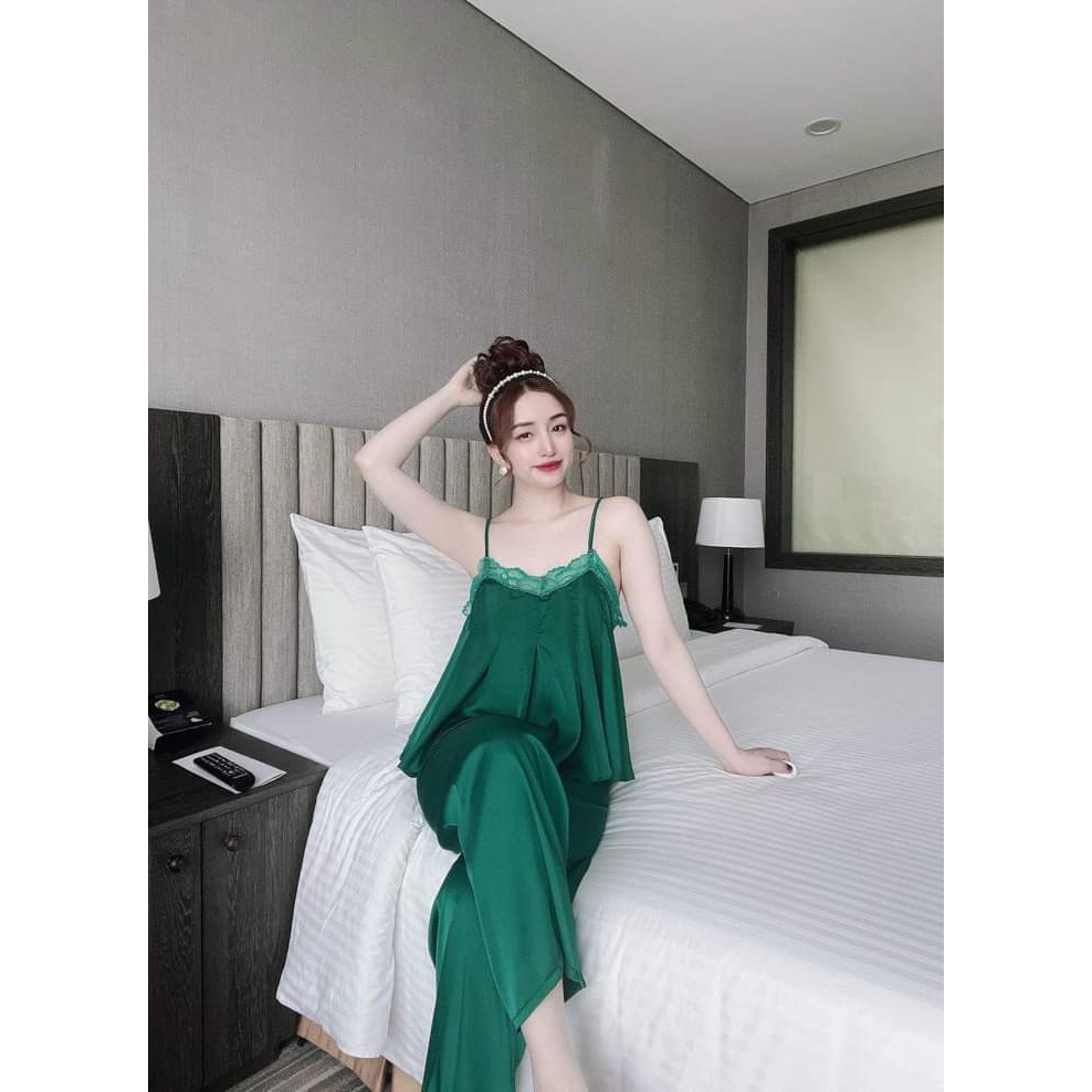 đồ bộ ngủ 2 dây quần dài, đồ bộ nữ sang chảnh - CN16