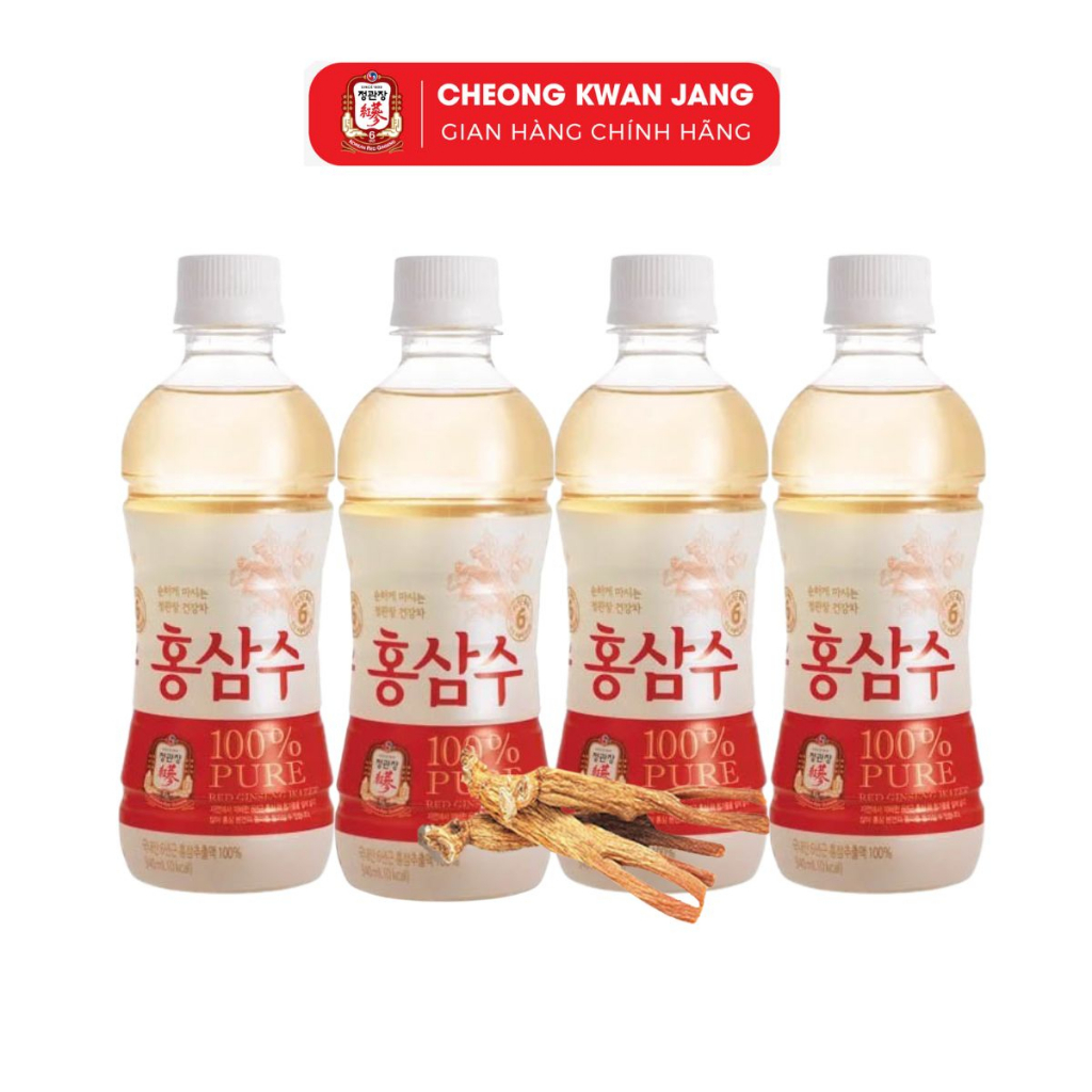 [QUÀ TẶNG KHÔNG BÁN] Combo 4 Chai Nước Uống Hồng Sâm KGC Jung Kwan Jang Pure (340ml/chai)