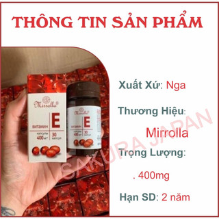 Vitamin E đỏ Nga Mirrolla 270mg - 400mg (Sản phẩm chính hãng)