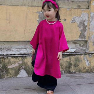 Áo Dài Cách Tân Cho Bé Gái (8-40kg) Tặng Kèm Bờm Chất Liệu Lụa Ngọc Trai Cao Cấp - CHICKBONG BABY