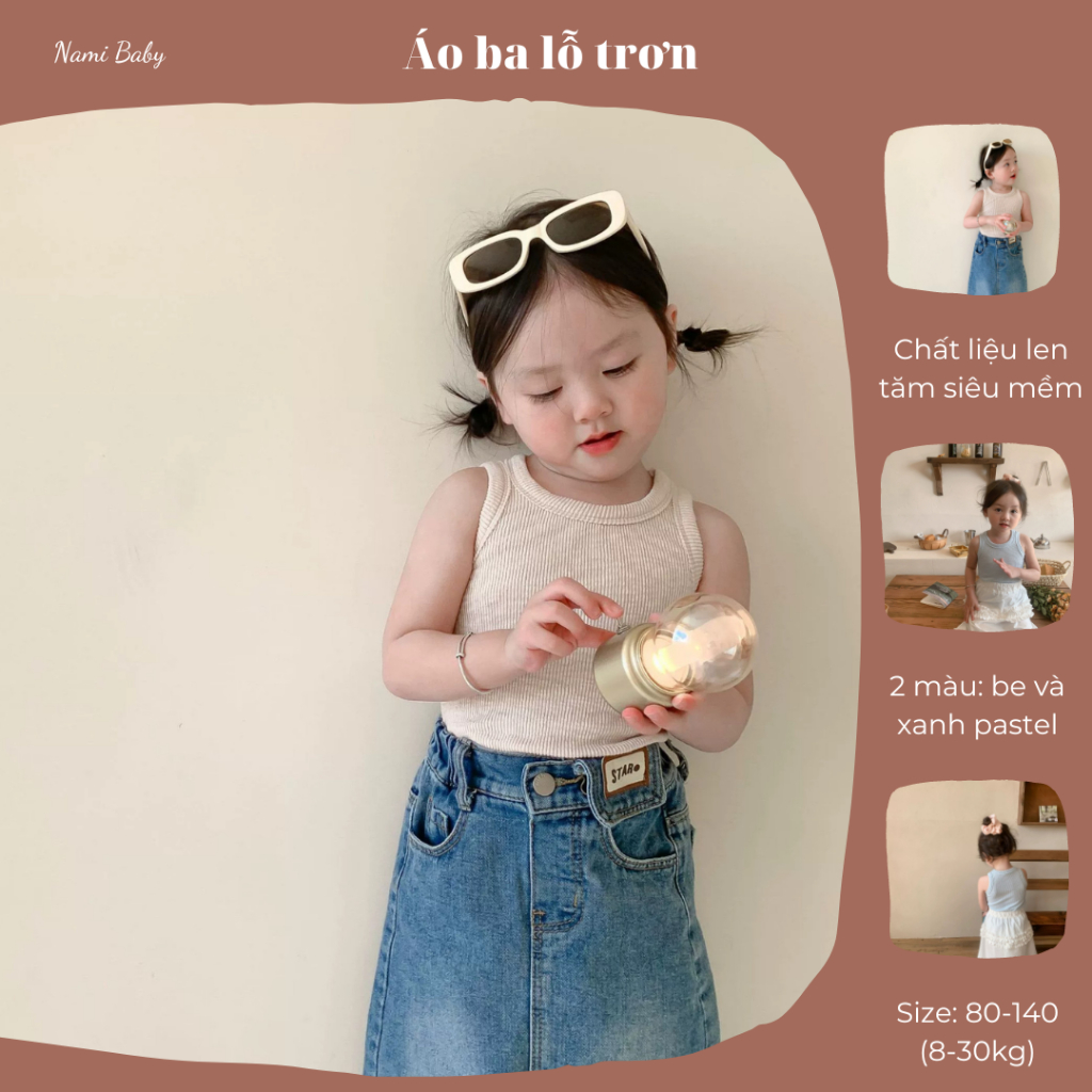 (Ảnh thật ở cuối) Áo ba lỗ bé gái Nami Baby chất len tăm mềm mát dễ phối đồ