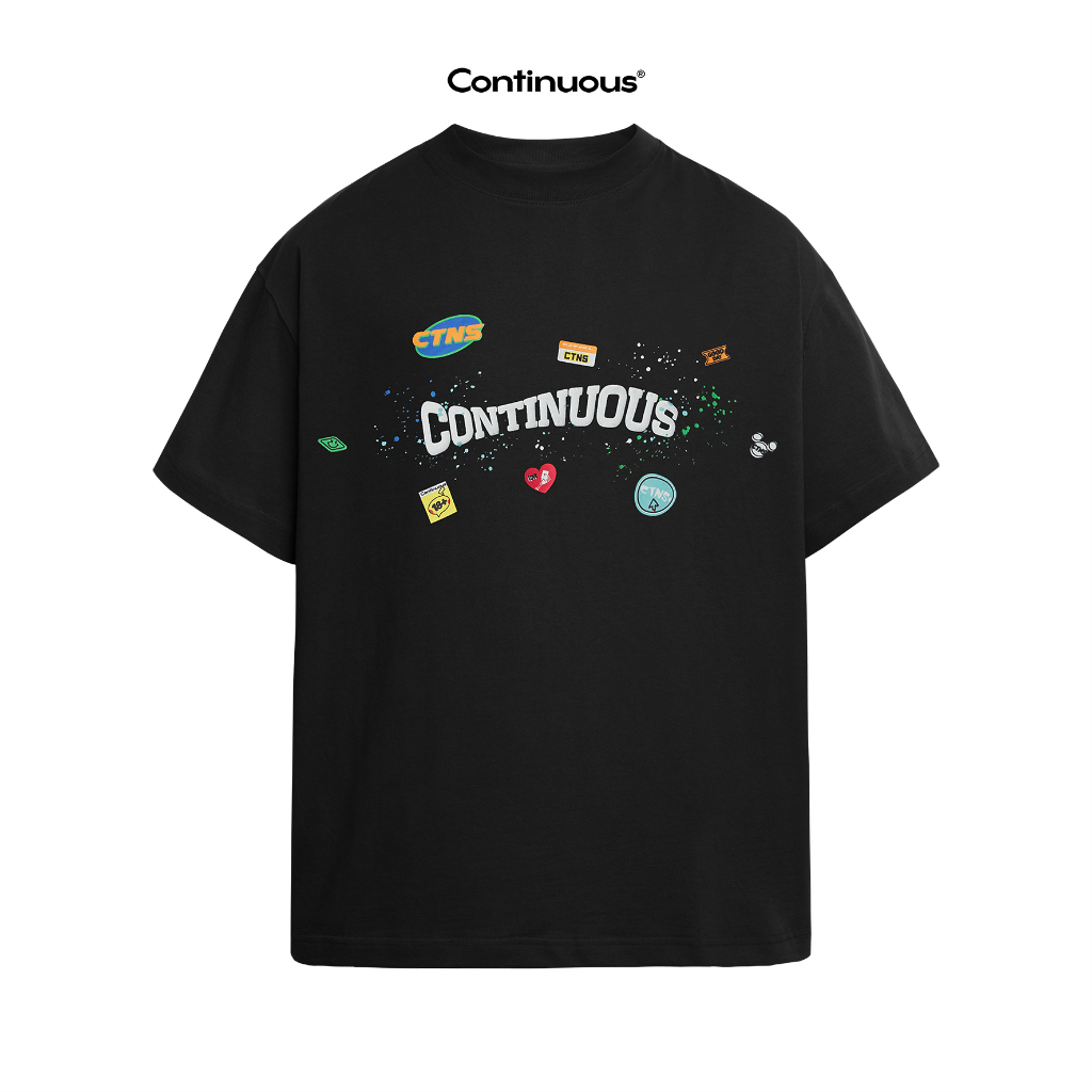 Áo thun Continuous - CTNS - STICKER - VẨY SƠN/ Black