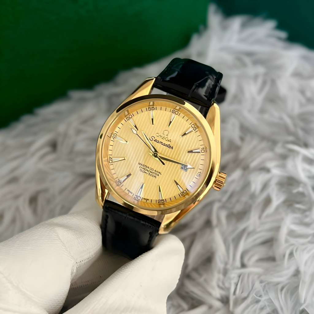 Đồng Hồ Nam Cơ OM Seamaster Dây Da Cao Cấp - Hiển Thị Lịch Ngày