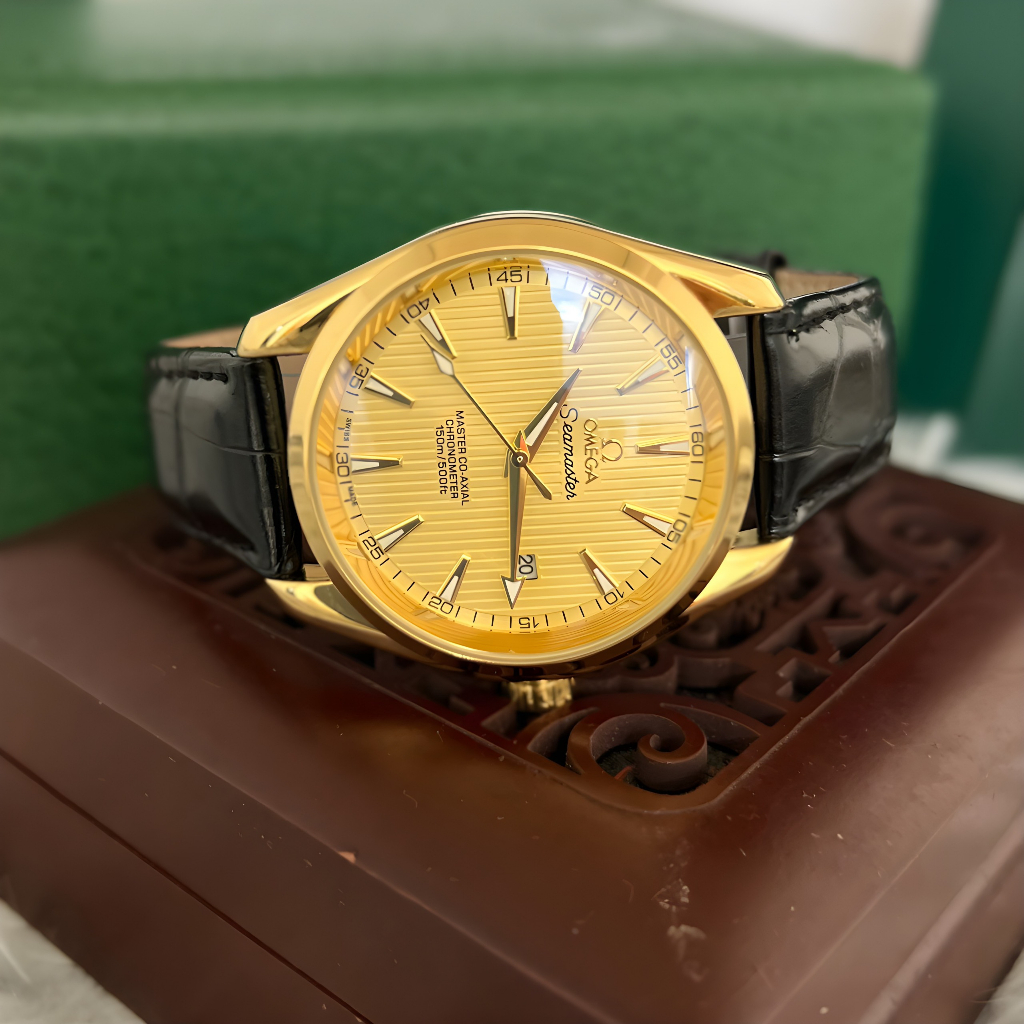 Đồng Hồ Nam Cơ OM Seamaster Dây Da Cao Cấp - Hiển Thị Lịch Ngày