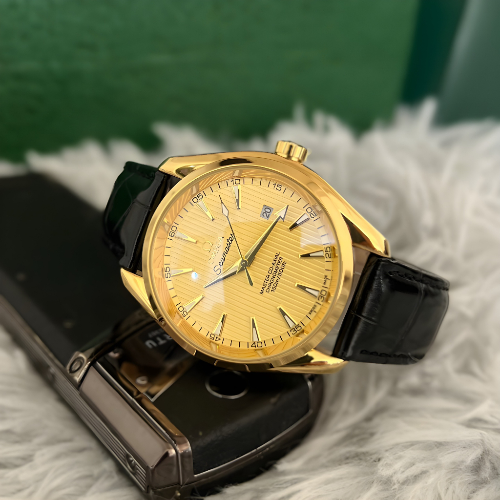 Đồng Hồ Nam Cơ OM Seamaster Dây Da Cao Cấp - Hiển Thị Lịch Ngày