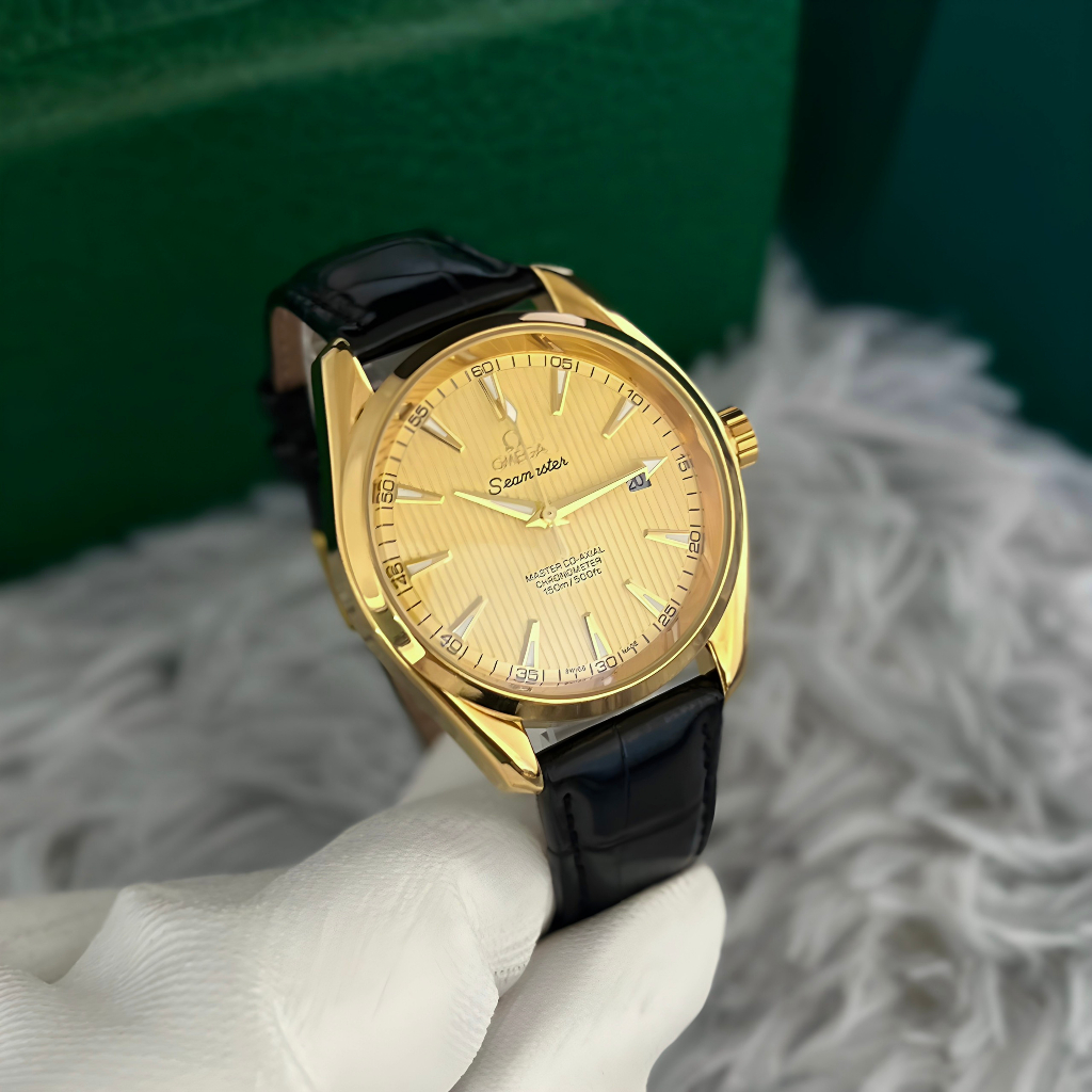 Đồng Hồ Nam Cơ OM Seamaster Dây Da Cao Cấp - Hiển Thị Lịch Ngày