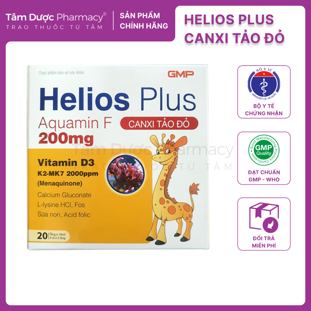 [CHÍNH HÃNG] Canxi tảo đỏ Helios Plus Aquamin F - Bổ sung canxi hữu cơ, D3, K2 Giúp bé cao lớn, xươn