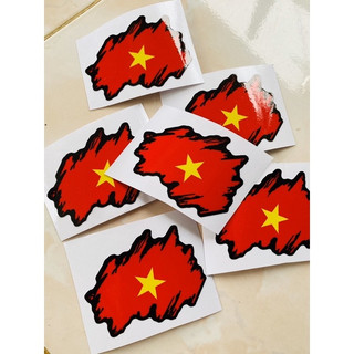 Tem kiểu Lá cờ Việt Nam 7,5 x 5,5 cm dán mặt nạ, đầu đèn, dán xe, điện thoại, laptop, bình nước, dán đâu tùy thích