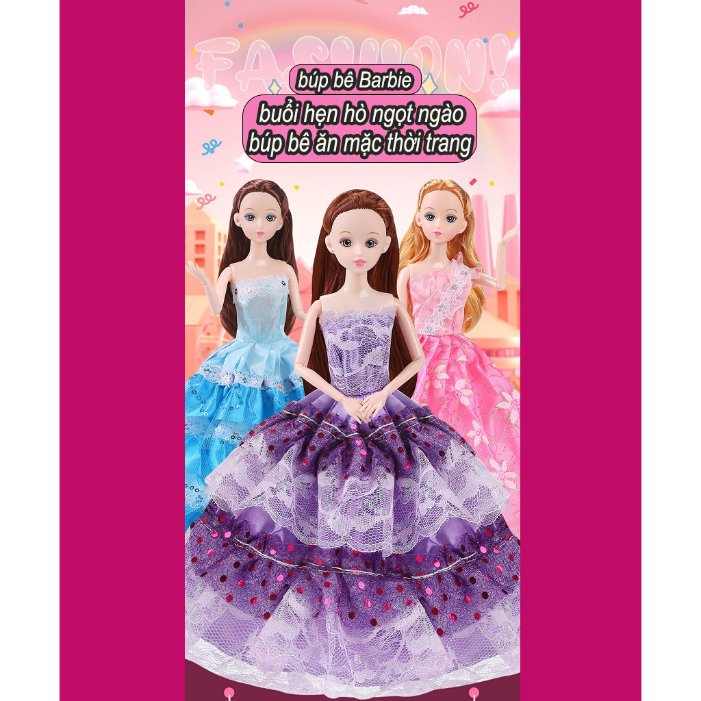 Búp bê công chúa Barbie trang phục đồ chơi, túi xách, váy, giày, vương miện, để đáp ứng giấc mơ công chúa của các bé gái