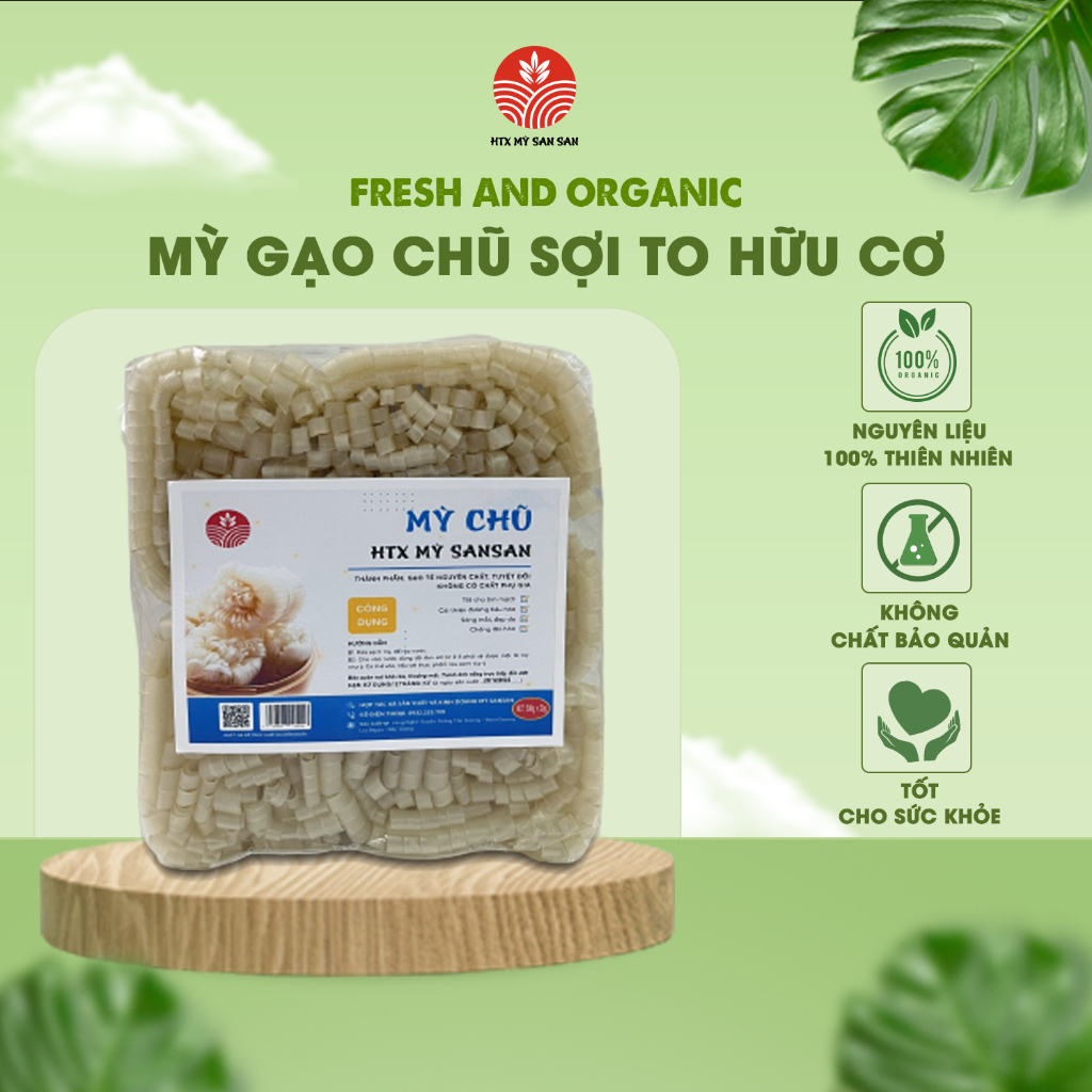 Mỳ chũ gạo trắng sợi to mộc vị làm từ gạo bao thai cao cấp nguyên chất HTX SAN SAN ăn lẩu gói 1kg