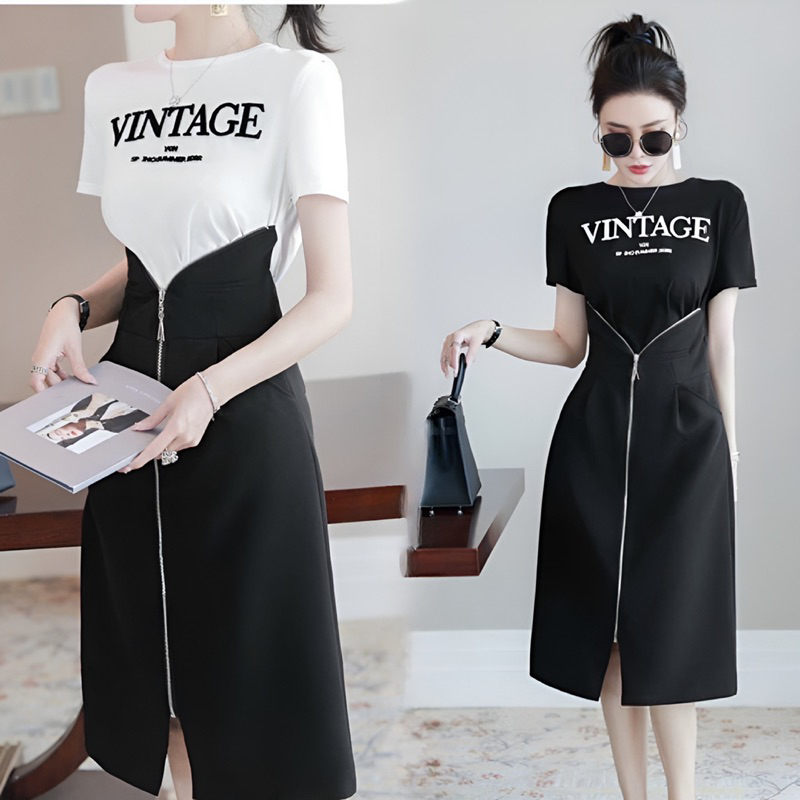 ( HÀNG QUẢNG CHÂU CAO CẤP) VÁY LIỀN CÁCH ĐIỆU ĐỘC LẠ - CÁ TÍNH TÔN DÁNG CỰC KÌ
