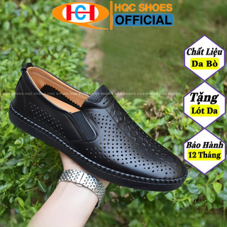 Giày lười nam mùa hè da bò cao cấp đế cao su đúc phong cách trẻ trung năng động HT558
