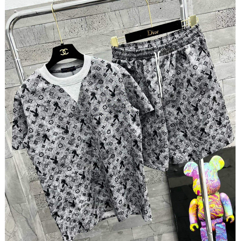 Bộ Thể Thao Nam LV Loang Thỏ Chất Liệu Cotton Dày Dặn , Bộ Quần Áo Cộc Tay Phối Đồ Cực Đẹp 2023