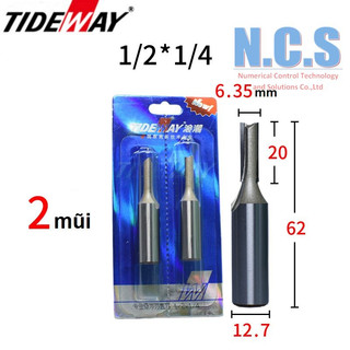 Tideway ac0102 - mũi dao phay gỗ cnc 1/2x1/4 2 lưỡi ghép thẳng lấy nền, soi
