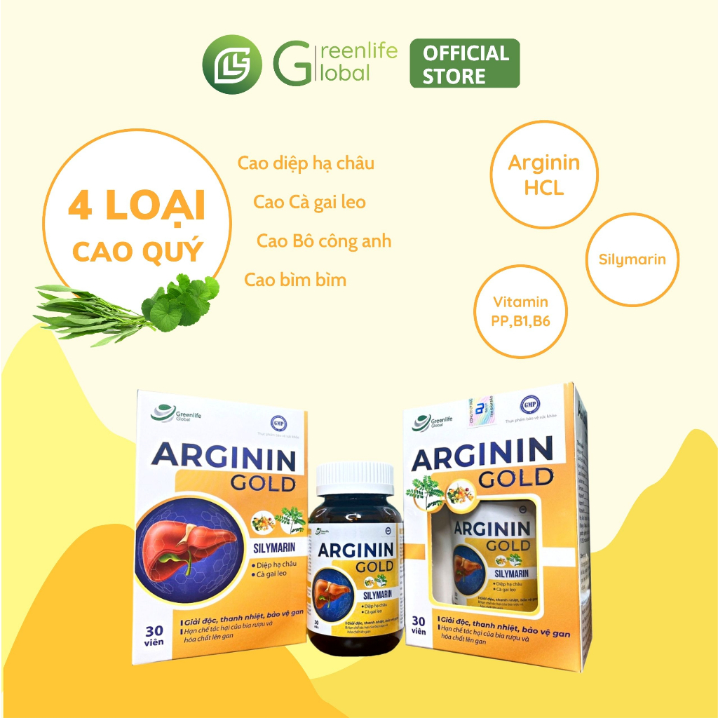 Viên uống bổ gan GrnLife Arginin Gold  - hỗ trợ tăng cường chức năng gan, thanh nhiệt, giải độc gan 30 viên