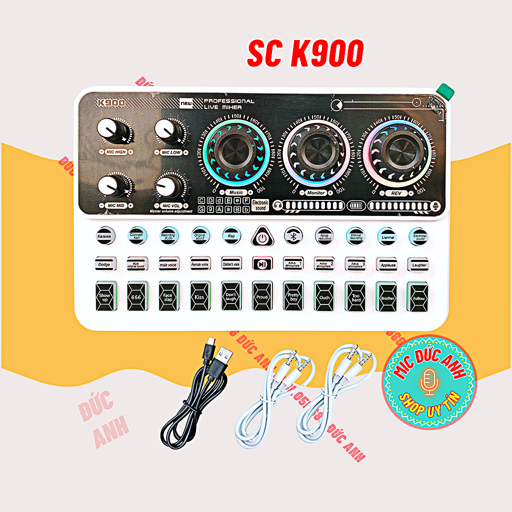 Sound Card K900 Trắng Thế Hệ Mới Âm Thanh Cực Đỉnh, Livestream, Karaoke, Hỗ Trợ Live App Kiếm Tiền Bảo Hành 12 Tháng